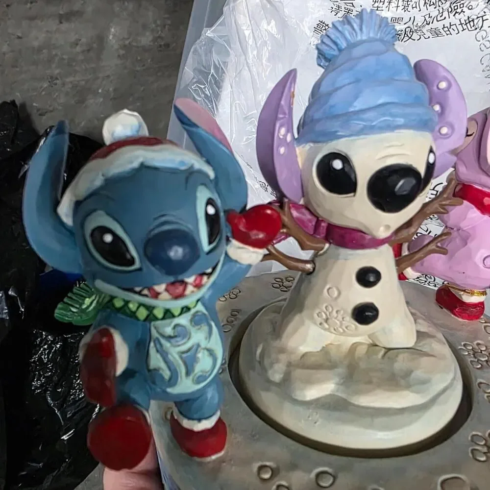 Jim Shore Disney Stitch And Angel Snowman Christmas SIGNED Figure